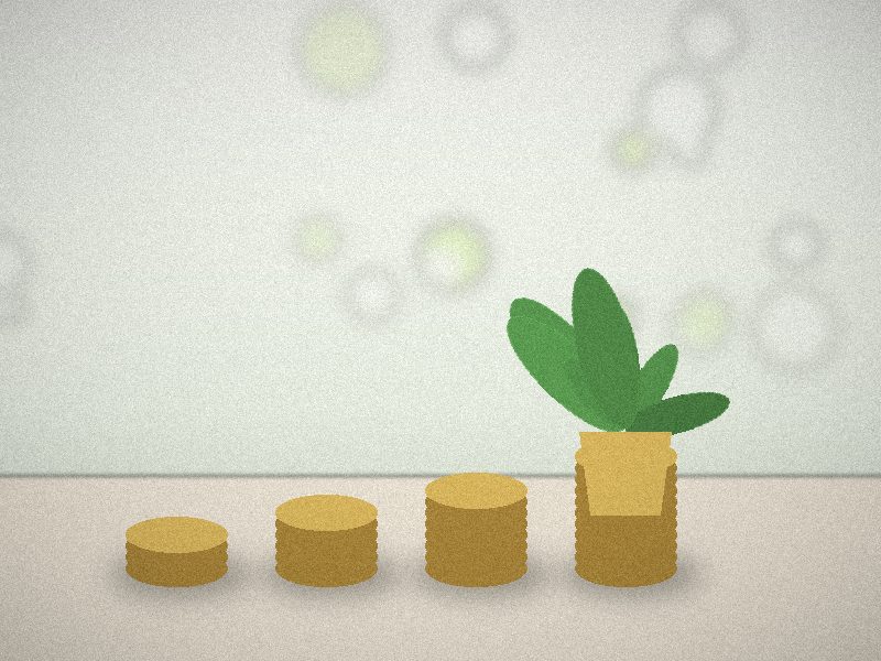 Piles de pièces de plus en plus hautes surmontées d'une jeune plante